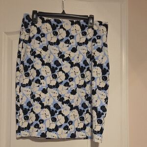 Ann Taylor Factory Blue and Black Floral Pencil Skirt